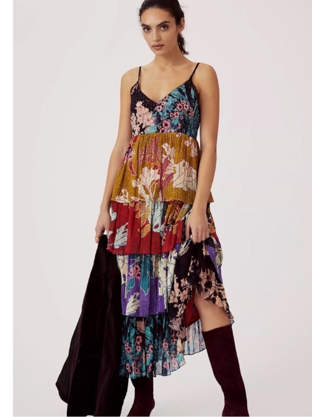 Bhanuni by Jyoti x Anthropologie 6P stunning tiered colorful maxi dress